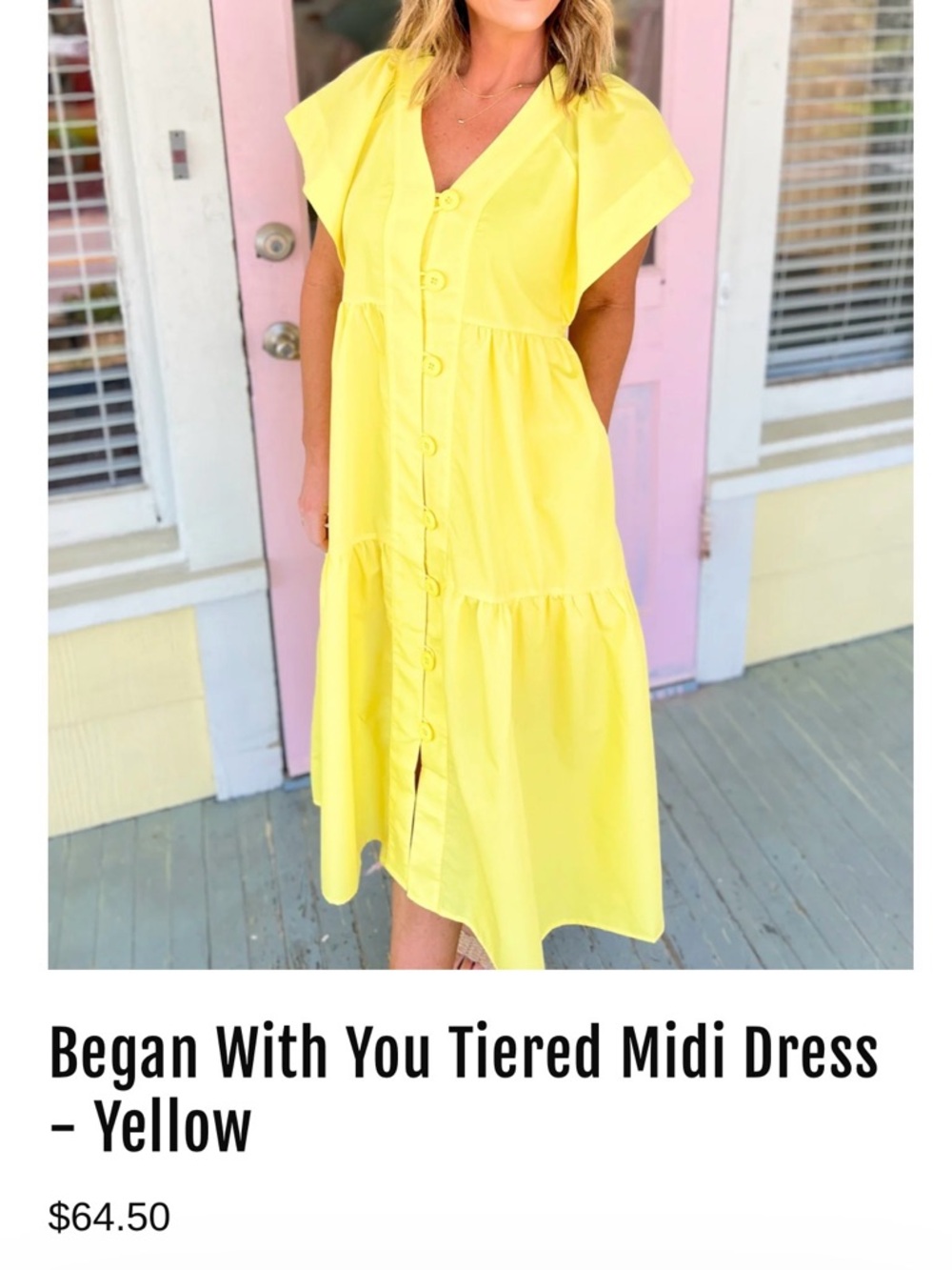 Began With You Tiered Midi Dress - Bright Yellow